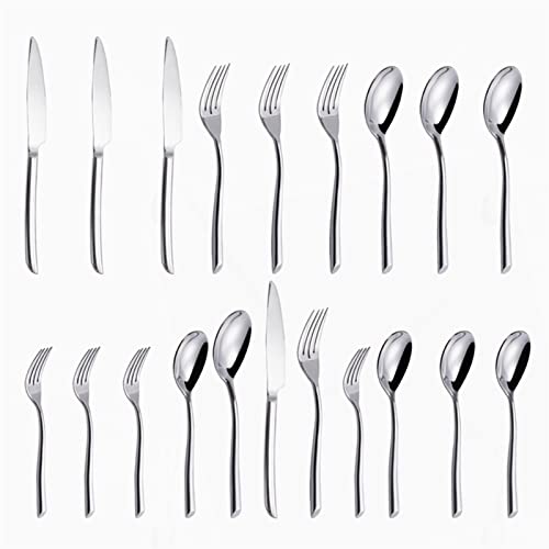 Men 16Pcs Silver Western Dinnerware Set Stainless Steel Cutlery Set Fork Knife Spoon Tableware Set Flatware Set Silverware Set