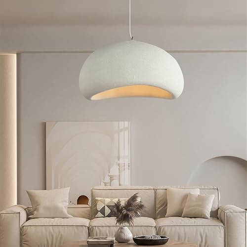 JAYMP 60cm Wabi Sabi Pendant Light for Dining Room Kitchen Island Hallway Restaurant Modern Hanging Lamp E26 Base Japanese Style Bird Nest Shape Lighting Fixture (Matte White, B Shape, 60cm/23.6in)