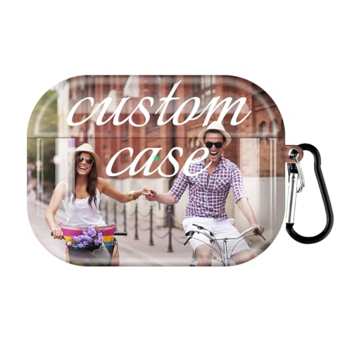 Custom Photo Case for Airpods 4/3/Pro/Pro 2 with Carabiner Keychain Personalized Picture Name Text Letter Premium Print On Cover,Full-Wrap Glossy Case