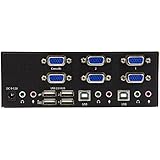 StarTech.com 2 Port VGA KVM Switch - Dual VGA - Hot-key & Audio Support - 1920x1200 KVM Switch - KVM Video Switch (SV231DVGAU2A),Black