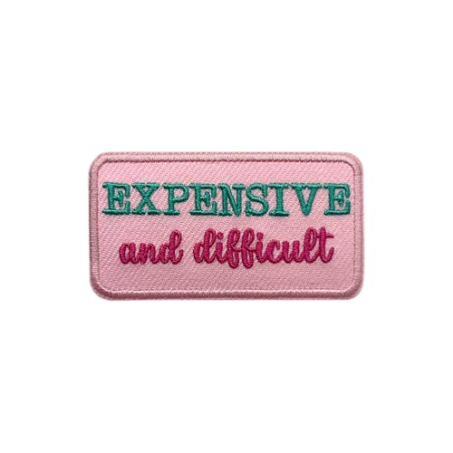 AKIKOPATCH Expensive and Difficult Iron On Patches, Size 3" Girly Sew Patches for Clothes Backpacks Hats Jeans Bags, Cute Embroidered Patches Iron On Pink Fabric Patches DIY Funny Gift for Women Girls