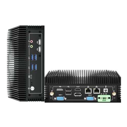 Fanless Industrial Mini PC i5 with Full Function Type-C for Intel 12th i5-1240P Dual 2.5Gbe Ethernet Mini Desktop Tower Computer Dual Channel 16GB DDR4 RAM 512GB NVME SSD (i5-1240P[8+8GB,512GB])