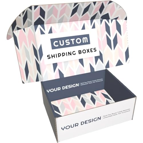 Custom Shipping Boxes (25 Pack) - Branded Mailer Boxes with Logo Print for Small Business and Subscription (Inside and Outside Print)