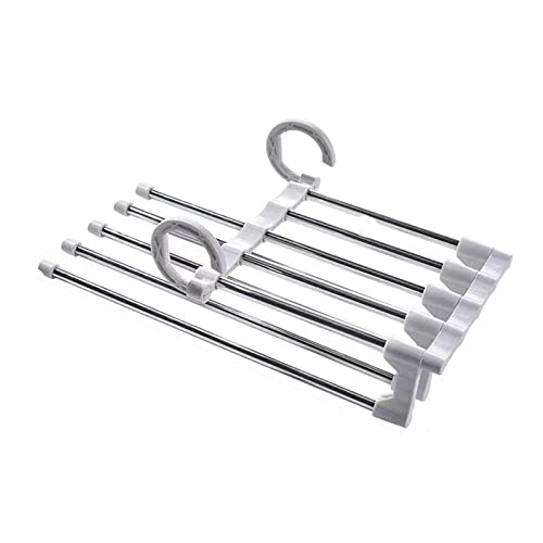 UUNVTOSU Clothes Hanger 5 in 1 Multifunctional Pants Rack Wardrobe Adjustable Magic Pants Rack Towel Rack Stainless Steel Folding Clothes Hooks Racks