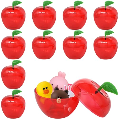 Yuronam 10 Pcs Large Plastic Apple Container Apple Shaped Candy Toy Gift Filled Containers for Christmas, Party, Valentine's Day, Wedding Decorations