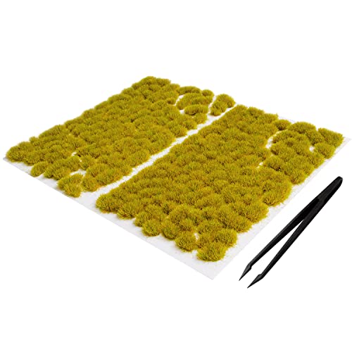 190 Pcs Static Grass Model Grass Tufts Railway Artificial Grass Miniature Grass Tuft Terrain Kit for DIY Model Railway Fairy Garden Diorama Scenery (Set A)