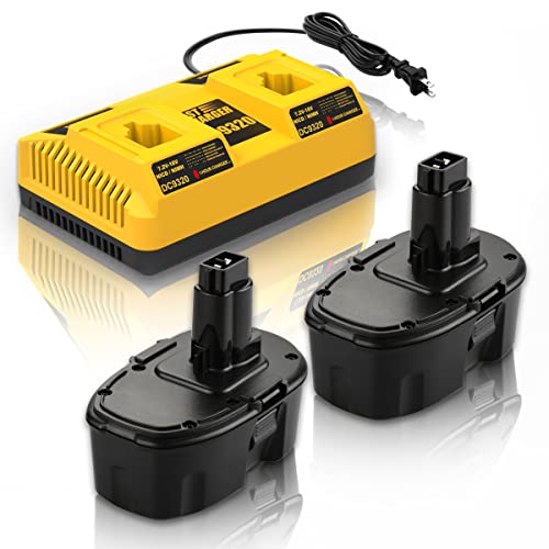 ANTRobut 2Pack 4.5Ah Replacement Dewalt 18V XRP Battery and Charger DC9320 for 18 Volt Batteries DC9096 DC9099 DC9098 DW9096 DW9099 DW9098 + 2-Port Battery Charger
