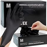 FINITEX - Black Nitrile Disposable Gloves, 5mil, Powder-free, Medical Exam Latex-Free 100 PCS For Examination Home Cleaning Food Glove (Medium)