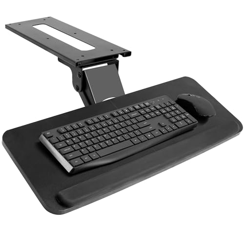 VIVO Adjustable Computer Keyboard & Mouse Platform Tray Ergonomic Under Table Desk Mount Drawer Underdesk Shelf (MOUNT-KB03B)