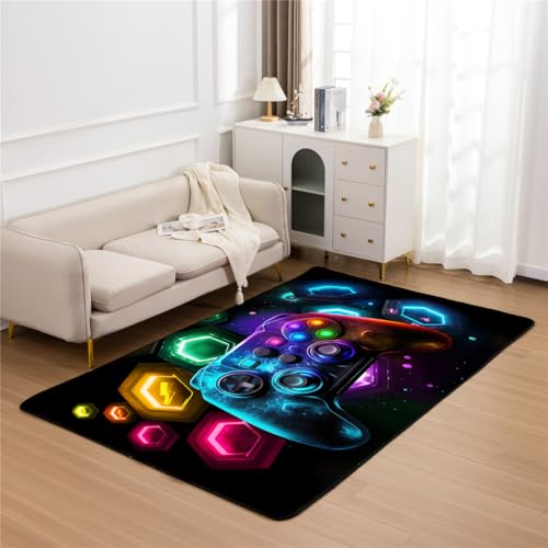 NTBED Galaxy Game Console Area Rug for Bedroom Sofa Playroom Gaming Geometric Bedside Rugs Gamer Decorative Floor Mat Carpet (5x8 Feet, Black)
