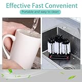 Havawish 2 Pack Water Bottle Cleaning Brush with Suction Base, 3 Head Bristle Bar Glass Washer for Sink, Cup Washer Brush Cleaner for Bar Beer Cup, Wine Glass, Long Leg Cup Kitchen Tools