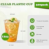 Lilymicky 300 Pack 12 oz Clear Plastic Cups, Cold Disposable Plastic Drinking Cups for Parties, Picnic, BBQ, Travel, and Events