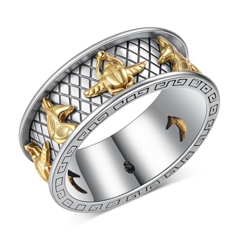 Yorionke Anubis Ring 14k Gold Plating Sterling Silver Ancient Egyptian Scarab Ring Scarab Jewelry Gifts for Men