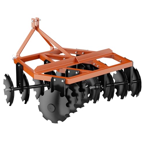 GarveeTech Disc Harrow Plow 5 FT Fits for Tractor, 3 Point Fixation, 16 inch otched Discs, Attachments Disc Harrow for Field, disc Harrow, Disk plow