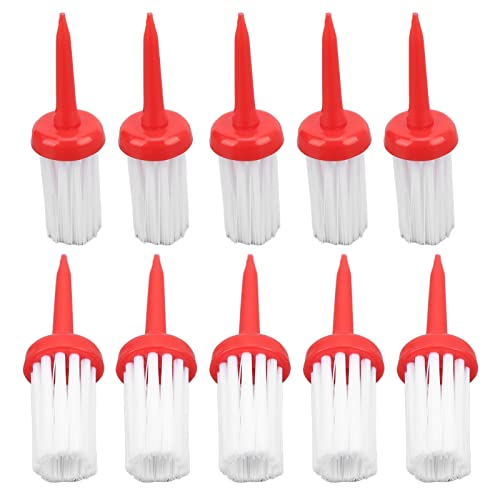 SPYMINNPOO Brush Golf Tees Type Plastic, 10pcs Golf Tees Brush Type Low More Distance Consistent Height Plastic Tees for Golf Driver Training(Red and White) Leisure Sports