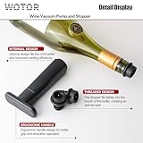 WOTOR Wine Saver Vacuum Pump with 4 Stoppers, Wine Stopper, Wine Preserver, Reusable Bottle Sealer Keeps Wine Fresh, Ideal Wine Accessories Gift (Flat Handle)