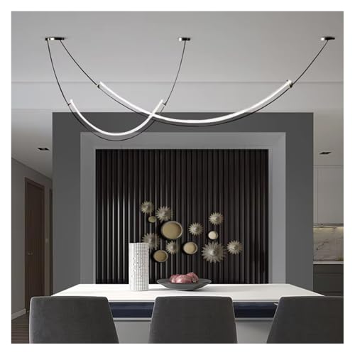 Nordic Line Led Pendant Lights for Living Dining Room Counter Black Chandelier Home Decoration Lighting Suspension Design, Home décor