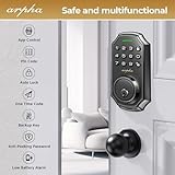 Keyless Entry Door Lock with 2 Door Knobs - App Control Electronic Keypad Deadbolt Smart Lock - 100 Code Keypad Door Lock with Handle - Front Door Lock Set - One Time Code - Auto Lock（Matte Black）