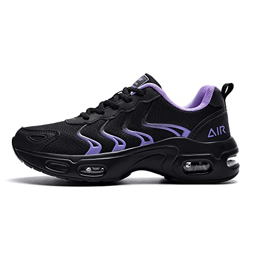 JARLIF Women's Air Tennis Running Shoes Fashion Sneakers Athletic Sports Walking Gym Work Shoes Size US 10,Blackpurple