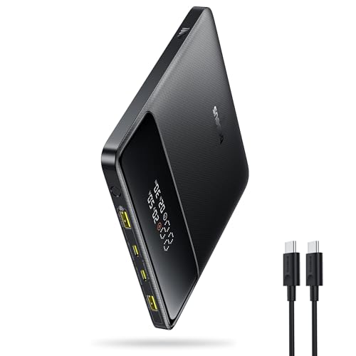 Baseus Laptop Portable Charger 100W 20000mAh, Blade Travel Power Bank Fast Charging 2 USB-C & 2 USB-A Port, Steam Deck Battery Pack for MacBook iPad iPhone 16/15/13/14/12 Samsung S24 Dell
