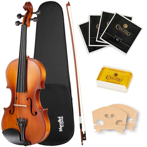 Mendini 15-Inch MA350 Satin Antique Solid Wood Viola with Case, Bow, Rosin, Bridge and Strings