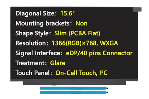 JHK JIEHONGKE New Screen Replacement for NT156WHM T04 V8.0, NT156WHM-T04 V8.4, eDP/40 pins Connector, HD 1366x768, On-Cell Touch, LCD LED Laptop Display Panel