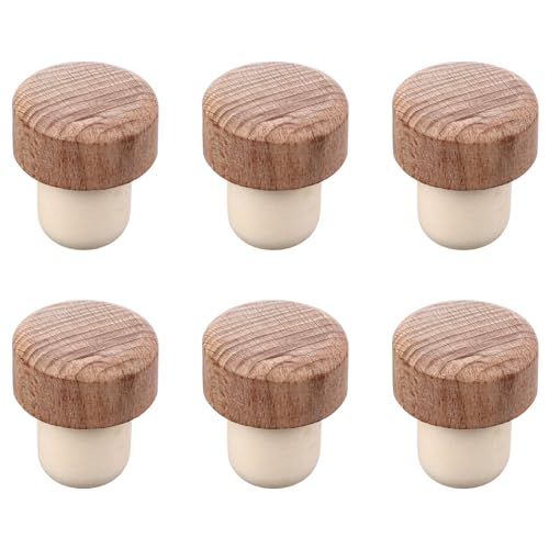 Wine Bottle Stopper 6 Pcs- Natural Soft Wooden Wine Stoppers for Wine Bottles- T Shaped Wine Corks Replacement Corks for Wine Beer Bottle, Glass Bottles, DIY Craft wine saver wine bottle stopper