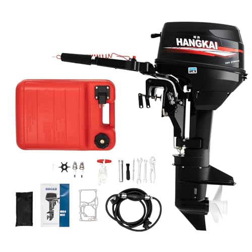 Hangkai 2-Stroke 12HP Outboard Motor, 169CC Multi-gear Outboard Motors, Outdoor Boat Motors with CDI Ignition System Trolling Boat motors for Fisheries, Inflatable Boats Yachts