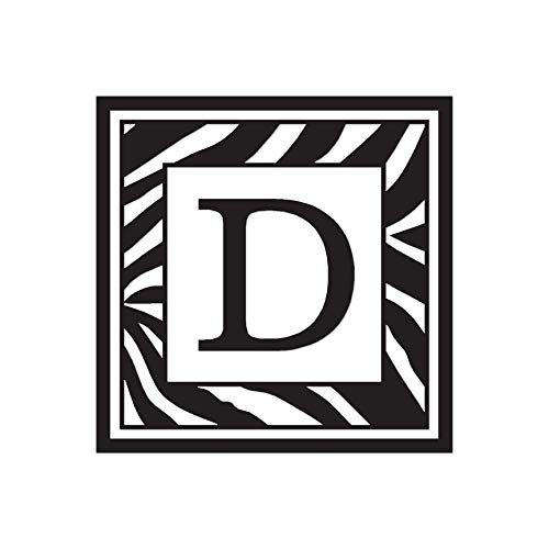 Zebra Decorative D Initial - Vinyl Decal Sticker - 12" x 12" - Black