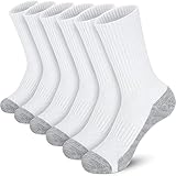 20 Pairs Crew Athletic Socks for Men Moisture Wicking Cushion Crew Socks for Sport Running Traveling (US, Alpha, One Size, Regular, Regular, White)