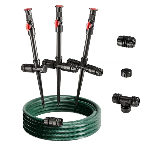 Lizjarol Flexible Sprinkler System, Above Ground DIY Irrigation Kit, Multi-Adjustable Lawn Sprinkler Set, Ideal for Plant and Flower Bed Watering, 30ft Garden Hose Included