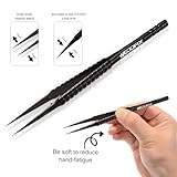 5.5'' Precision Titanium Alloy Tweezers Black Fine Pointed Tweezers Heat-resistance Non-magnetic Titanium Tweezers for Electronics Micro Soldering Work Jewelry Making