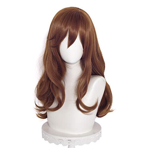 Aicos Anime Long Curly Brown Cosplay Wigs for Women Deep Wave Curly Wig for Daily Costume Cosplay+ Free Cap