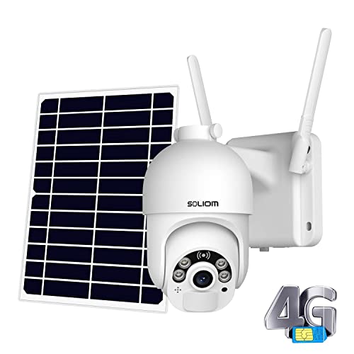 SOLIOM S800C-4G LTE Cellular Security Camera Outdoor,Pan Tilt 360° View 1080p Wireless Solar Powered, Spotlight Color Night Vision, 2 Way Talk,PIR Motion Detection