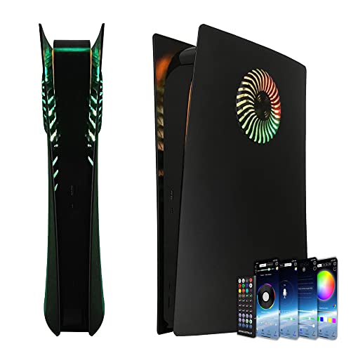 Faceplate with RGB Light Strip for PS5 Digital Edition DOBEWINGDELOU 400+ Effects LED Light Ring Console Cover for PS5 Digital Edition DIY Decoration Kit Accessories Black