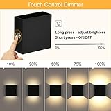 Lightess LED Wall Sconce Battery Powered Set of 2, Touch Control Dimmable Wall Lamp Rechargeable Black, Up Down Wall Mount Lights for Hallway Living Room, Warm White, LG9939111