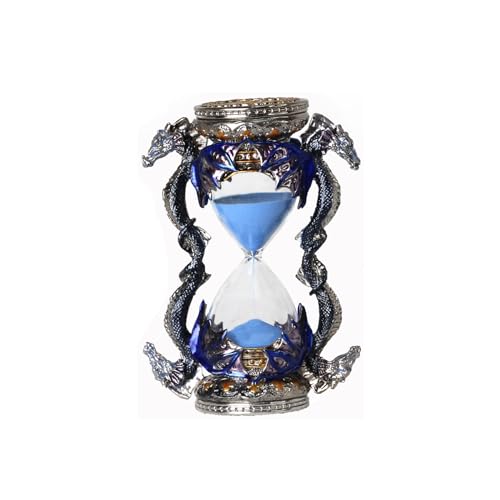 Xinzhirun Retro Metal Dragon Hourglass Timer 15 Minutes, Gothic Decorative Statues, Unique Vintage Classic Hourglass, Home Decoration Pieces, Gift Art Collection. Blue (Dragon) Single Six inches