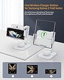 MAKAQI Wireless Charging Station for Z Fold 6/5/4/3/2, [3 Coils] 2 in 1 Fast Wireless Charger Stand for Samsung Galaxy Z Fold Series, Galaxy Buds 2 Pro/Buds Pro/Buds 2 / Buds Live