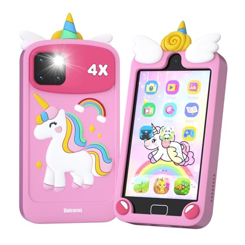 Kids Smart Phone for Girls, 4.0" Touchscreen Dual Camera Cell Phone, Toddler Preschool Learning Educational Toys Birthday Gifts for Age 3 4 5 6 Year Old, Music Player, Puzzle Games, 32GB(Pink)