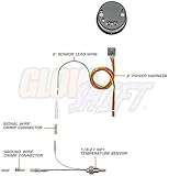 GlowShift Tinted 7 Color 300 F Water Coolant Temperature Gauge Kit - Includes Electronic Sensor - Black Dial - Smoked Lens - for Car & Truck - 2-1/16" 52mm