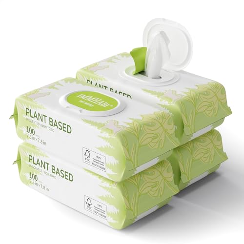 400 Unscented Dog Wipes for Paws and Butt Plant Based Hypoallergenic Pets Cleansing & Deodorizing Anal Gland Hygienic Puppy Wipes for Dogs Face and Body Cat Wipes Cleaning Fur Doggie Wipes Doggy Wipes