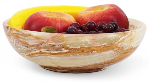 Radicaln Marble Fruit Bowl 10" Inches Green Onyx Handmade Fruit Dish for Kitchen Counter, Decorative Bowl for Dining Table, Coffee Table Centerpiece, Banana Holder, Home Decor Accent & Candy Bowl