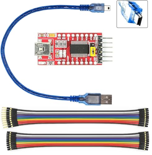 WWZMDiB Mini USB to TTL Serial Converter Adapter, 3.3V/5.5V, FTDI Breakout Board for Arduino