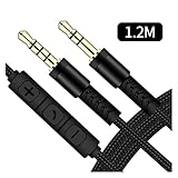 ACGTUY Adjustable Volume Cable Jack 6 35mm Mono to 35mm SpeakerLine Aux Cable Male to Male with Mic Compatible with The Headphone System Unit PC(Black)