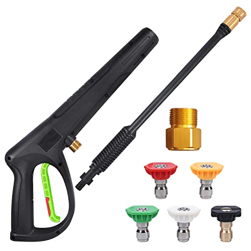 coyardor Pressure Washer Gun with Extension Wand & 5 Spray Nozzle Tips, M22-14mm & M22-15mm Fitting Replacement for Ryobi, Karcher, Powerstroke, Greenworks, and More Electric Power Washer