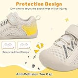 FEETCITY Wide Baby Shoes Baby First Walking Shoes Boys Girls Barefoot Infant Shoes Breathable Baby Tennis Shoes Beige 12-18 Months