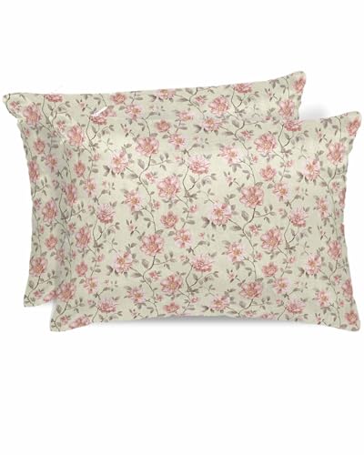 Vertdecor Satin Pillowcase for Hair and Skin, Magnolia Flower Elegant Pink Folwer Floral Silk Pillow Cases Standard Size with Zipper 2 Pack Super Soft Pillow Covers, 20x26 Inches, Floweradr61272