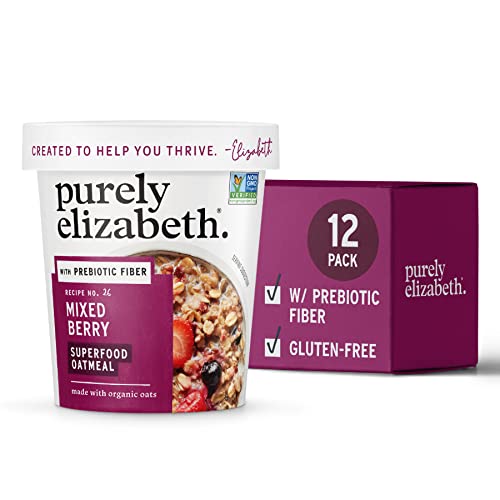 Purely Elizabeth Mixed Berry Superfood Oatmeal Cups, Great for Overnight Oats, Gluten-Free, 2 Ounce (Pack of 12)