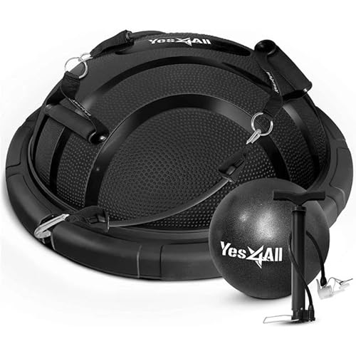 Yes4All Balance Ball, 880lbs Work Out Half Ball for Exercise, Yoga Trainer, Core Strength, Combo with Resistance Bands