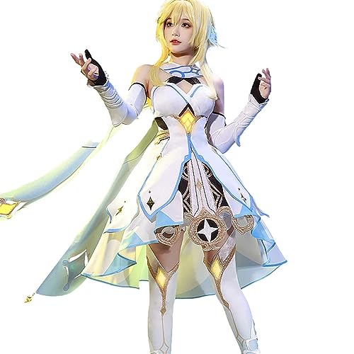 KIRA KIRA Traveler Lumine Cosplay Costume Game Genshin Impact Lumine Cosplay Costume Doki-SSR Halloween Party Costume Outfit (M)